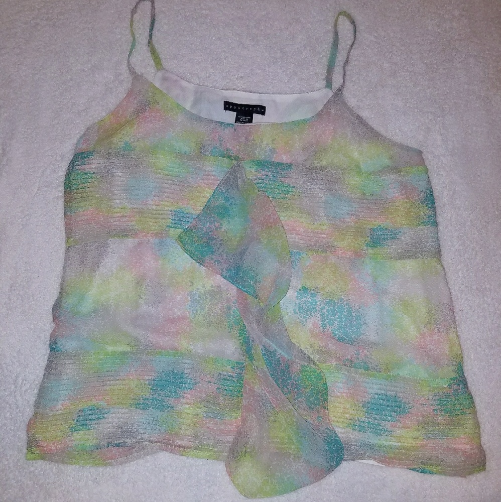 Apostrophe flowy dressy ruffle layered tank euc L